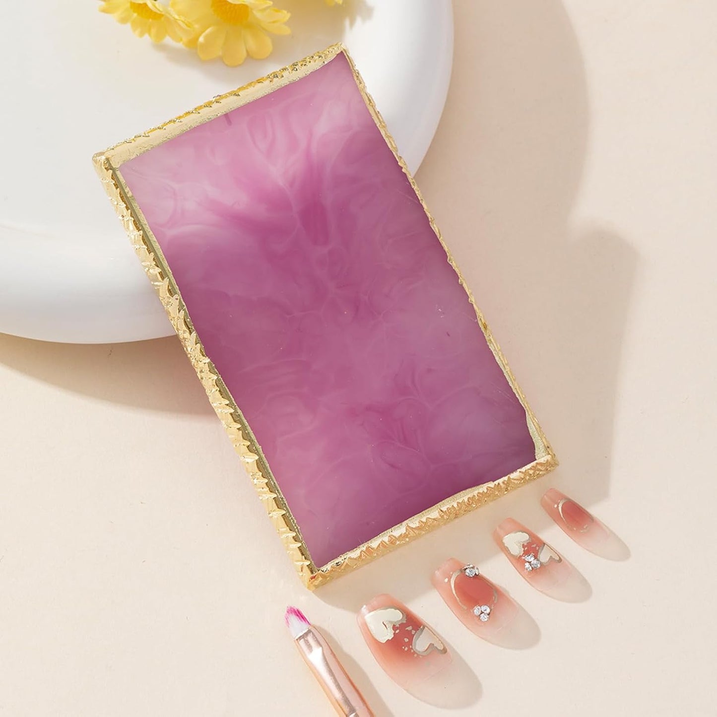 Resin Nail Art Palette Nail Polish Palette Nail Palette Nail Pallet for Nail Art (Purple)