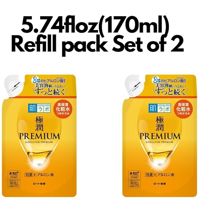 Hada Labo Hyaluronic Acid Gokujyun Premium Lotion Refill 5.74floz(170ml) Set Of 2 Renewal 2023