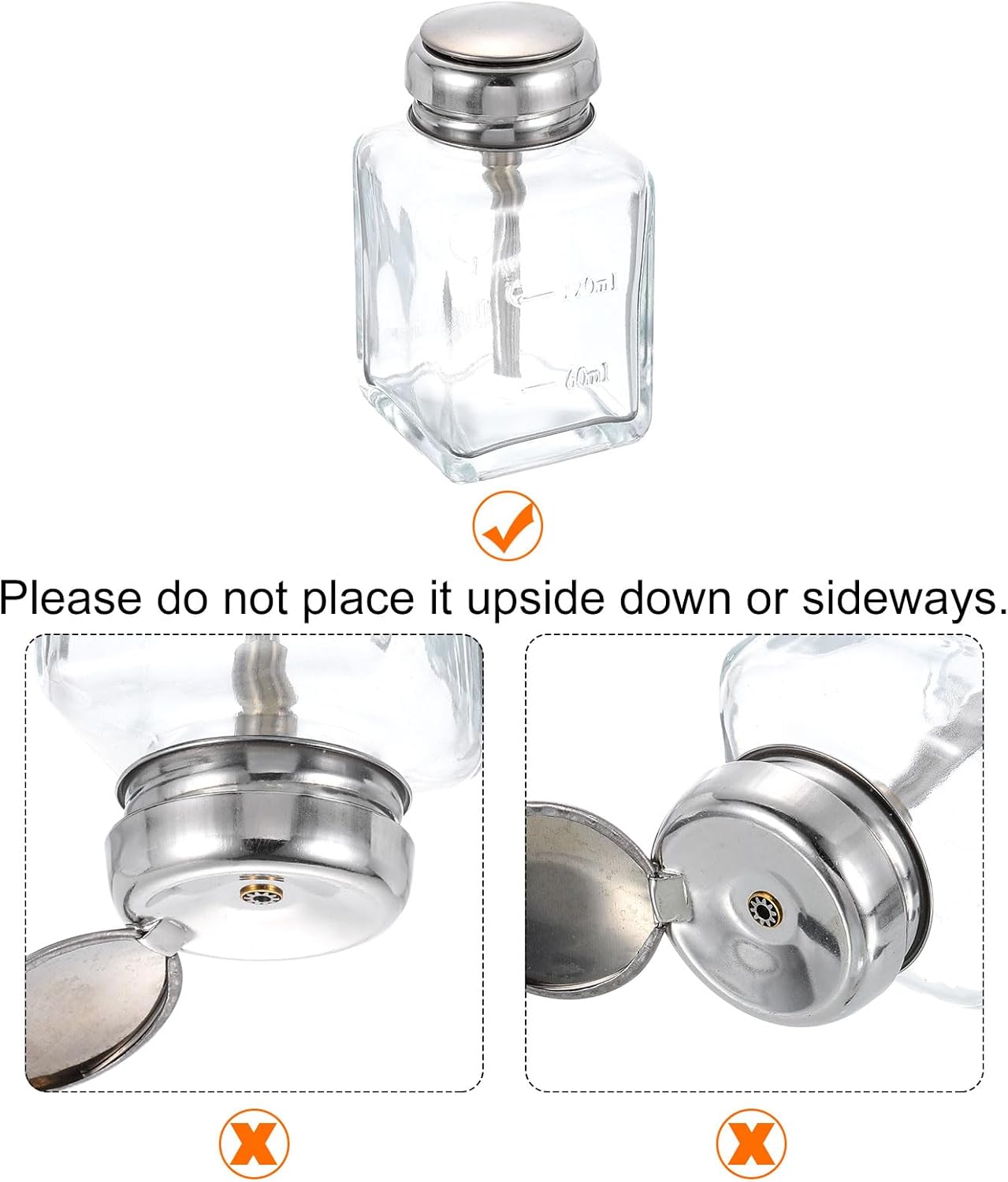 HARFINGTON 2pcs Solvent Alcohol Dispensers 120ml(4oz) Conical Push Down Liquid Dispenser Pump Bottle with Stainless Steel Tube and Copper Core for Acetone Polish Remover