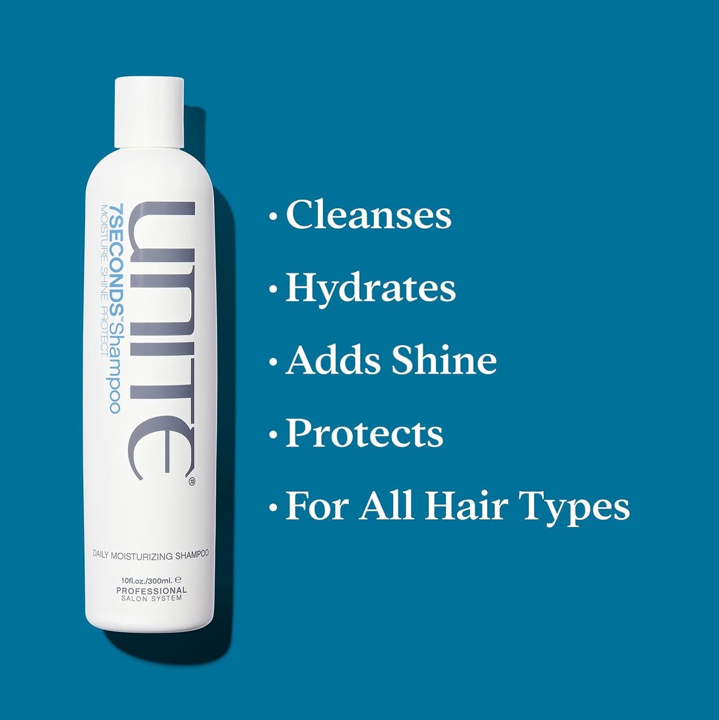 UNITE Hair - 7SECONDS Shampoo – Moisture-Enriched, Color-Safe & Hydrating Professional Shampoo – Protects from UV and Heat Damage, Enhances Shine, Sulfate-Free & Vegan, 10 Fl Oz