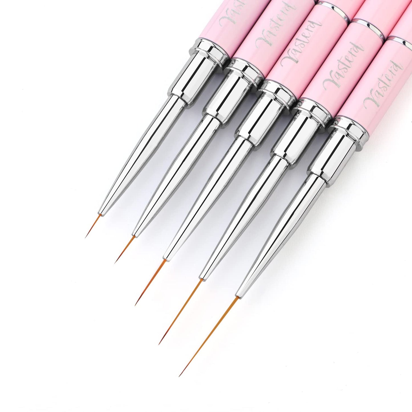 Yasterd Nail Art Brushes, 5pcs Long Nail Art Line Brushes for Details, Fine Designs, Thin Nail Design Brush Set Gel Polish Painting Pens Nail Brushes for Nail Art Sizes 7/9/14/20/25mm