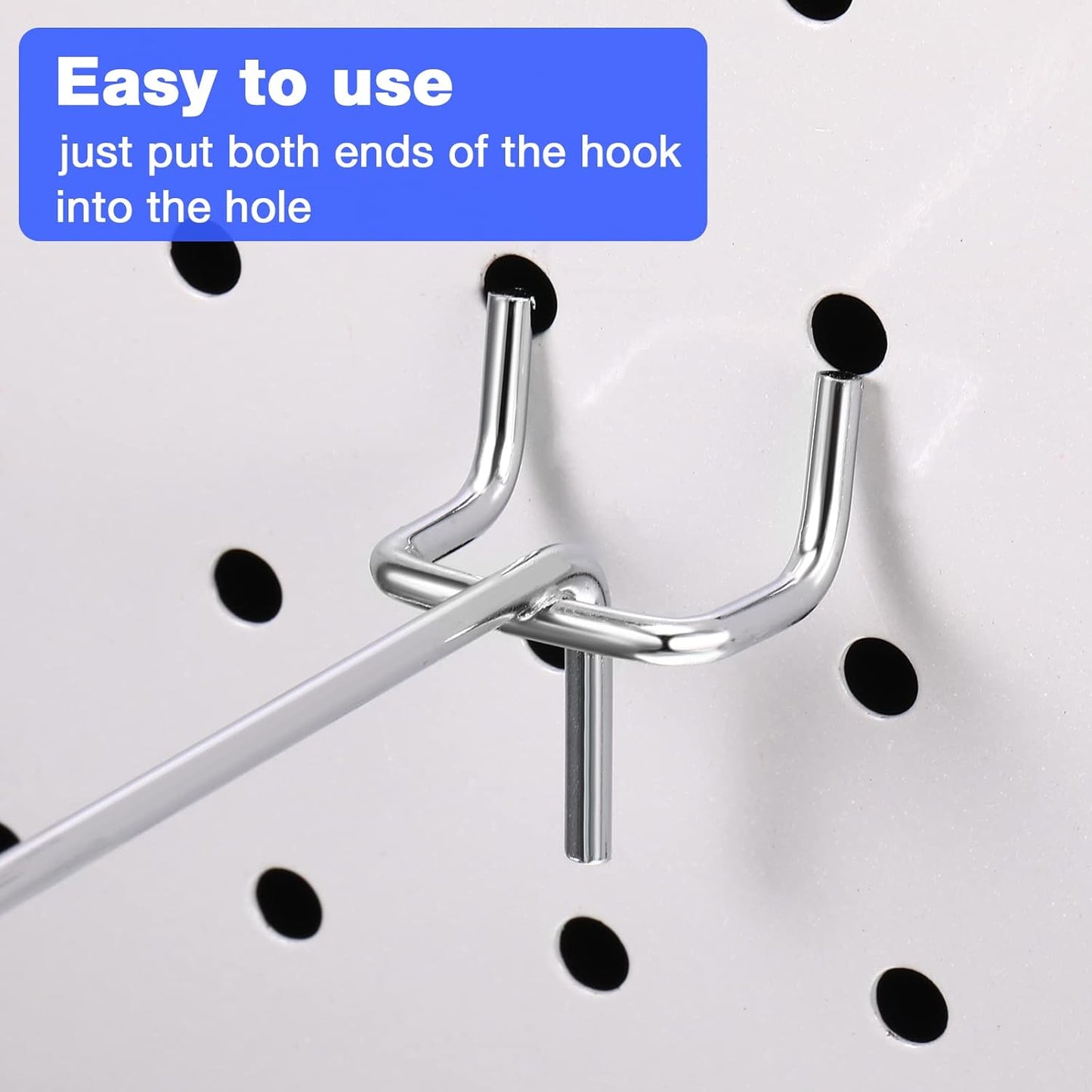 Moxweyeni 100 Pcs Pegboard Hooks Peg Board Organizer Accessories Holders Hanging Stainless Steel Display Wall Hooks for 1/8 and 1/4 Pegboard Wall for Garage Storage Tools(6 Inch)