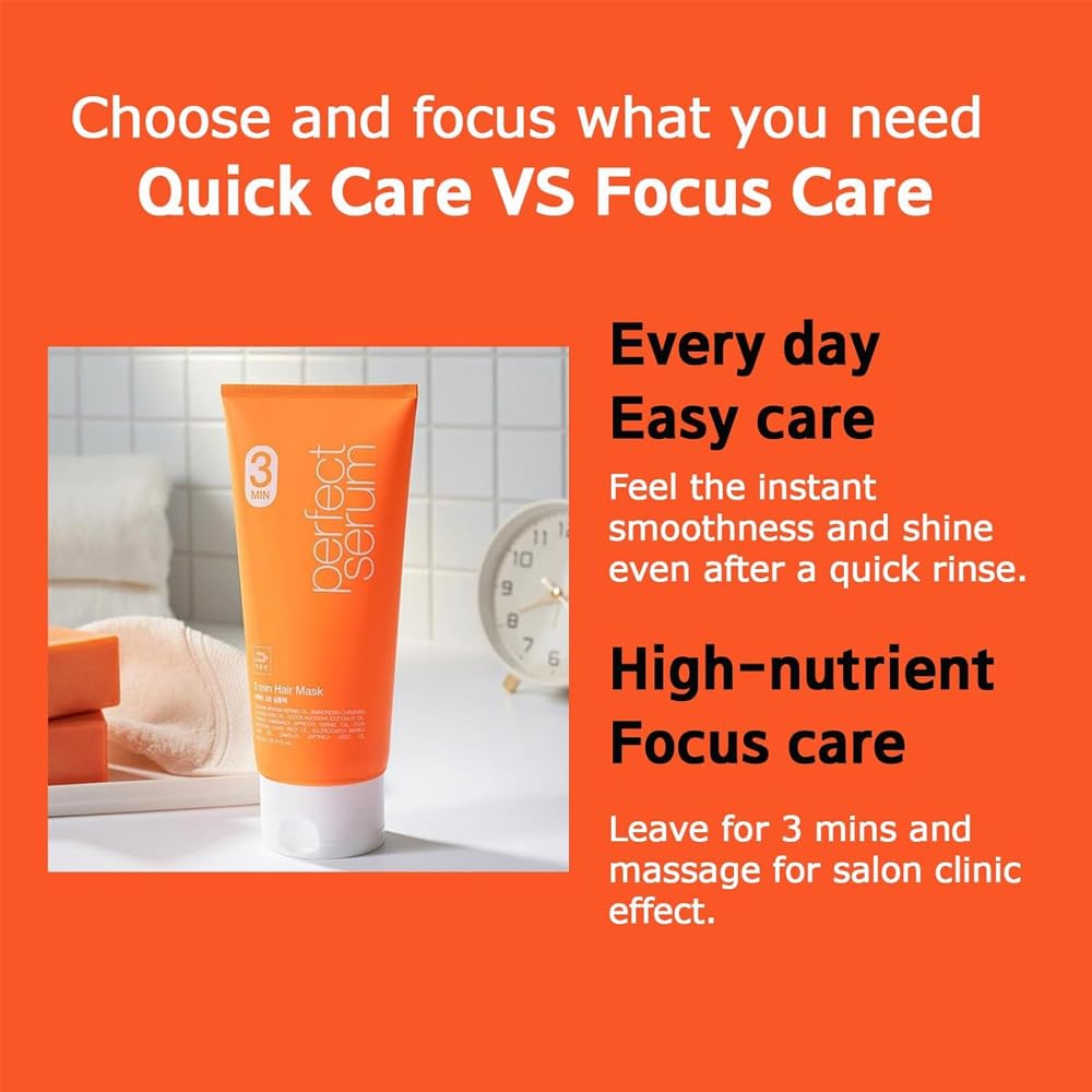 Mise En Scene 3 Min Korean Hair Mask - Perfect Serum Super Rich 3 Min Salon Pack - Strengthening and Hydrating, Korean HairCare, Hair Balm Texture 10.14 Fl Oz.