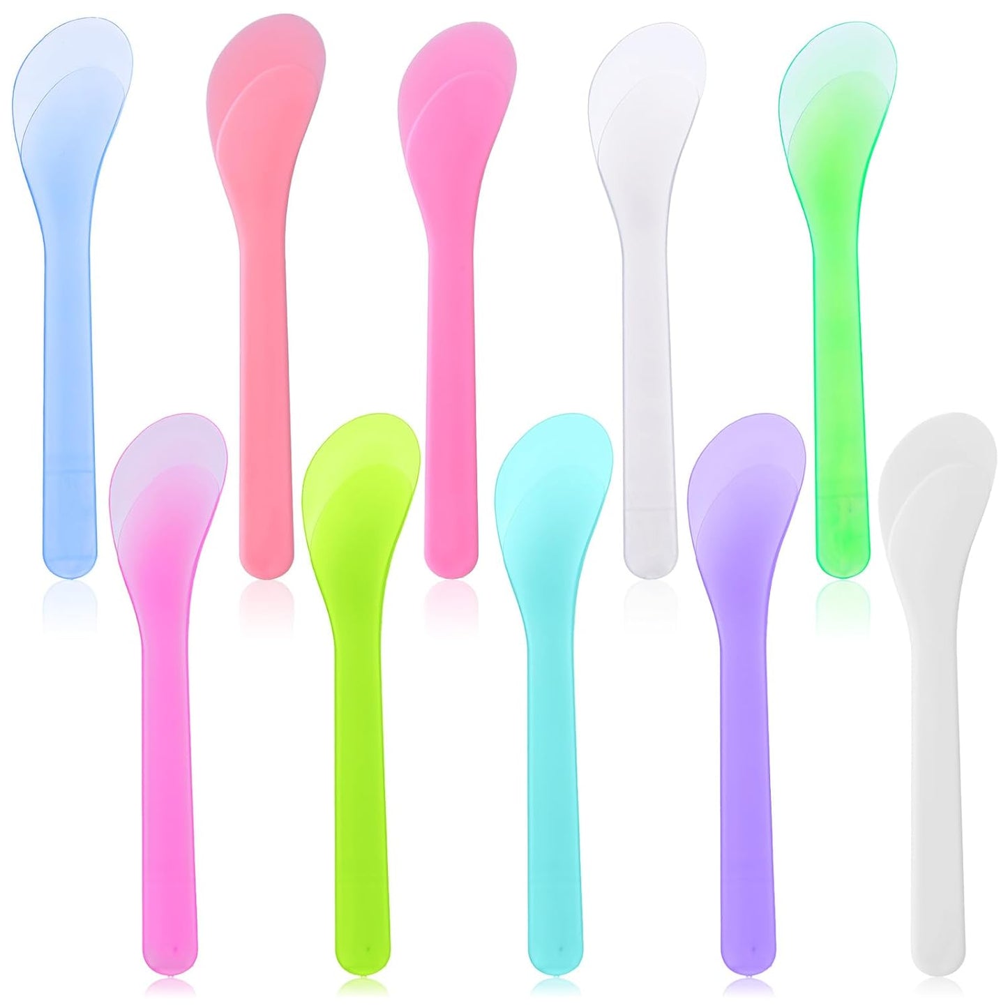 10 PCS 5inch Makeup Scoops, 10 Color Plastic Beauty Spoon Face Mask Plastic Spoon Reusable Cosmetic Dig Scoop Spatula Mask Tip, Masks Mixing Spoons Reusable FacialSkin Care Tools for DIY Facemask