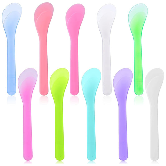 10 PCS 5inch Makeup Scoops, 10 Color Plastic Beauty Spoon Face Mask Plastic Spoon Reusable Cosmetic Dig Scoop Spatula Mask Tip, Masks Mixing Spoons Reusable FacialSkin Care Tools for DIY Facemask