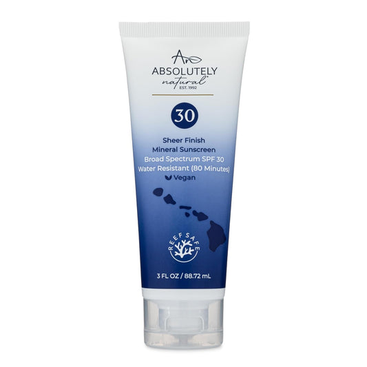 Absolutely Natural - SPF 30 Mineral Sunscreen - Broad Spectrum Water Resistant Moisturizer Lotion For Body & Face - With Non-Nano Zinc Oxide, Vitamin E, & Antioxidants - Made in USA, 3 Oz