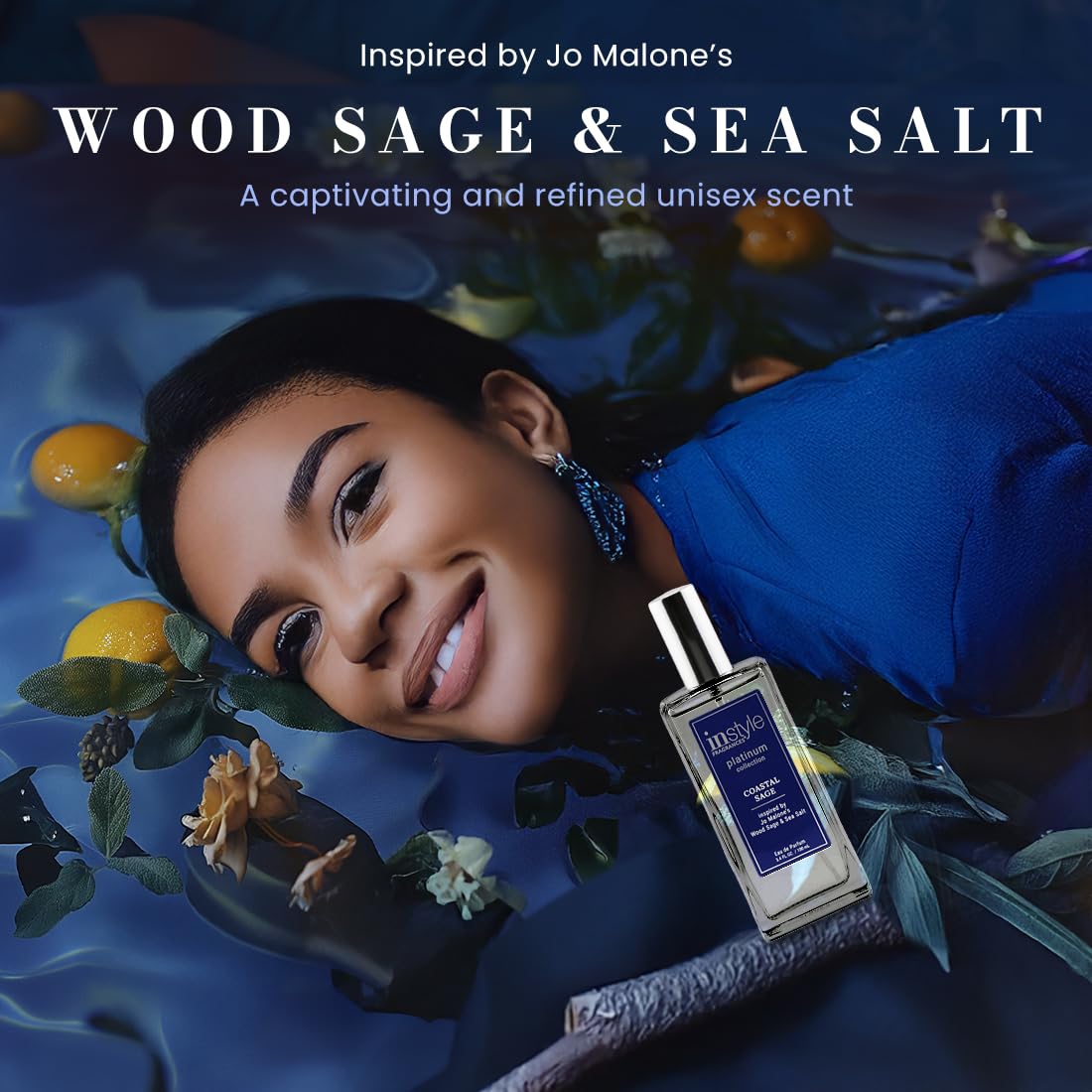 Instyle Fragrances, Platinum Collection, Coastal Sage, Inspired by Jo Malone’s Wood Sage & Sea Salt, Unisex Eau de Parfum, CLEAN, Vegan, Paraben-Free, Never Tested on Animals, 3.4 Fluid Ounces