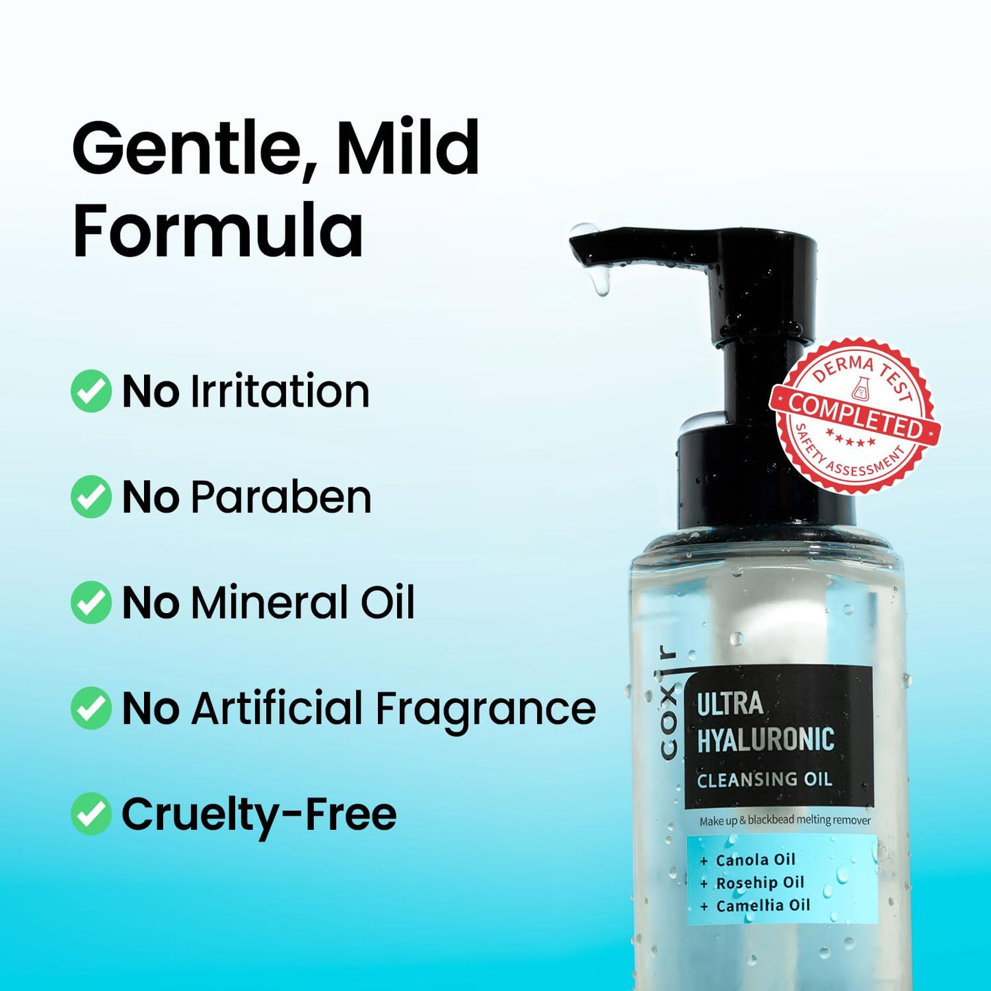 coxir ULTRA HYALURONIC CLEANSING OIL Mini Travel Size l Korean skincare, Hydrating, Smoothing, Calming, Moisturizing, Makeup Removal with Hyaluronic Acid [0.67 Fl.oz(pack of 1)]