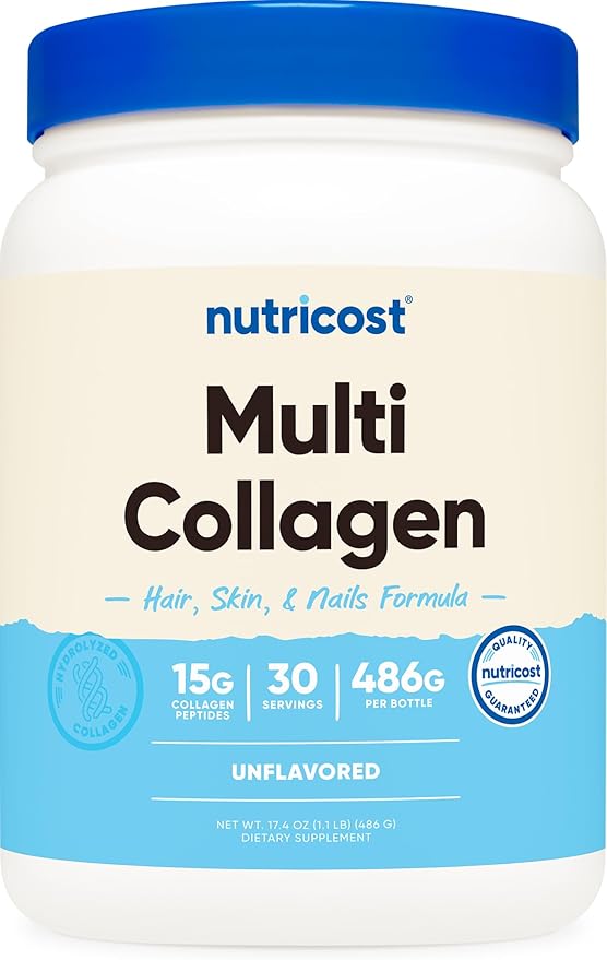 Nutricost Multi Collagen Protein Complex (Unflavored, 30 Servings) - Supplement with Biotin, Hyaluronic Acid, and Collagen Peptides