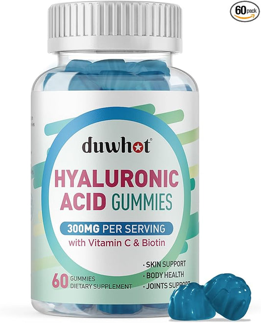 Hyaluronic Acid Gummies, Hyaluronic Acid Supplements Gummies, Hyaluronic Acid with Vitamin C & Biotin 5000mcg for Hair Skin Nails Gummies, 60 Chews
