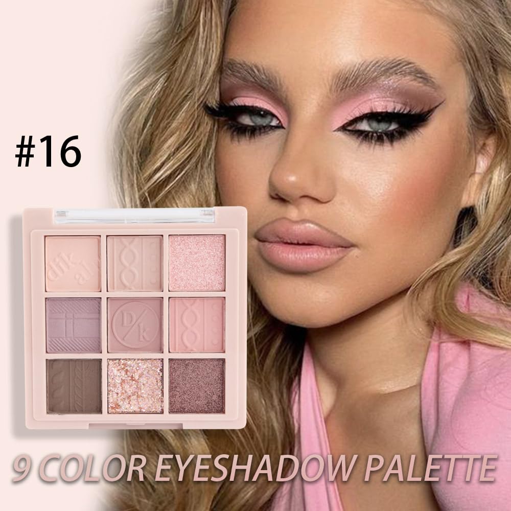 9Colors Eye Shadow Palette Makeup,Pink Rose Gold Purple Mauve Neutral Travel Eyeshadow Palette Long Lasting Waterproof Naturing-Looking Eyeshadow Palette Travel Size Gift Kit