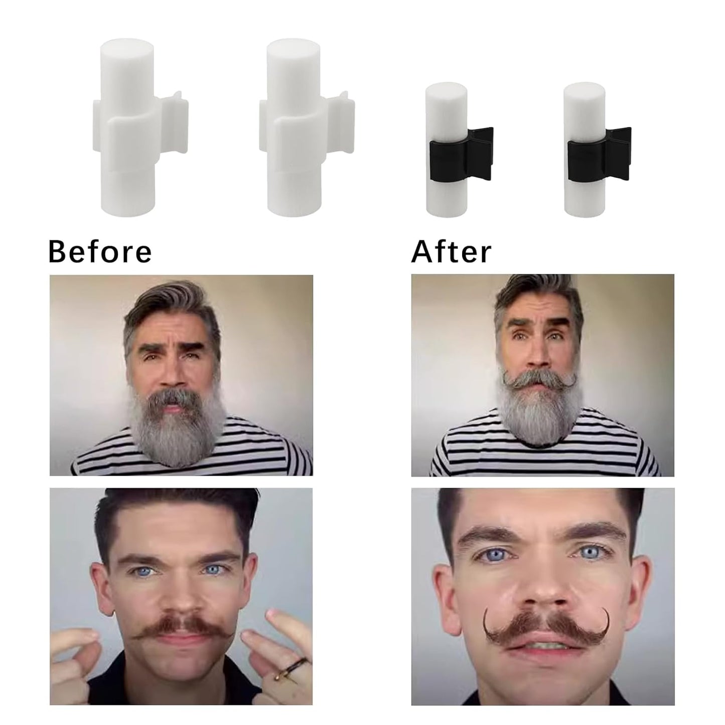 Flylin Handlebar Mustache Training Wheels, 2 Pair Handlebar Beard Shaping Tool Portable Mustache Curler for Men, Mustache Styling Template Shaping Tool Gifts for Father Boy Husband Boyfriend (M/L)