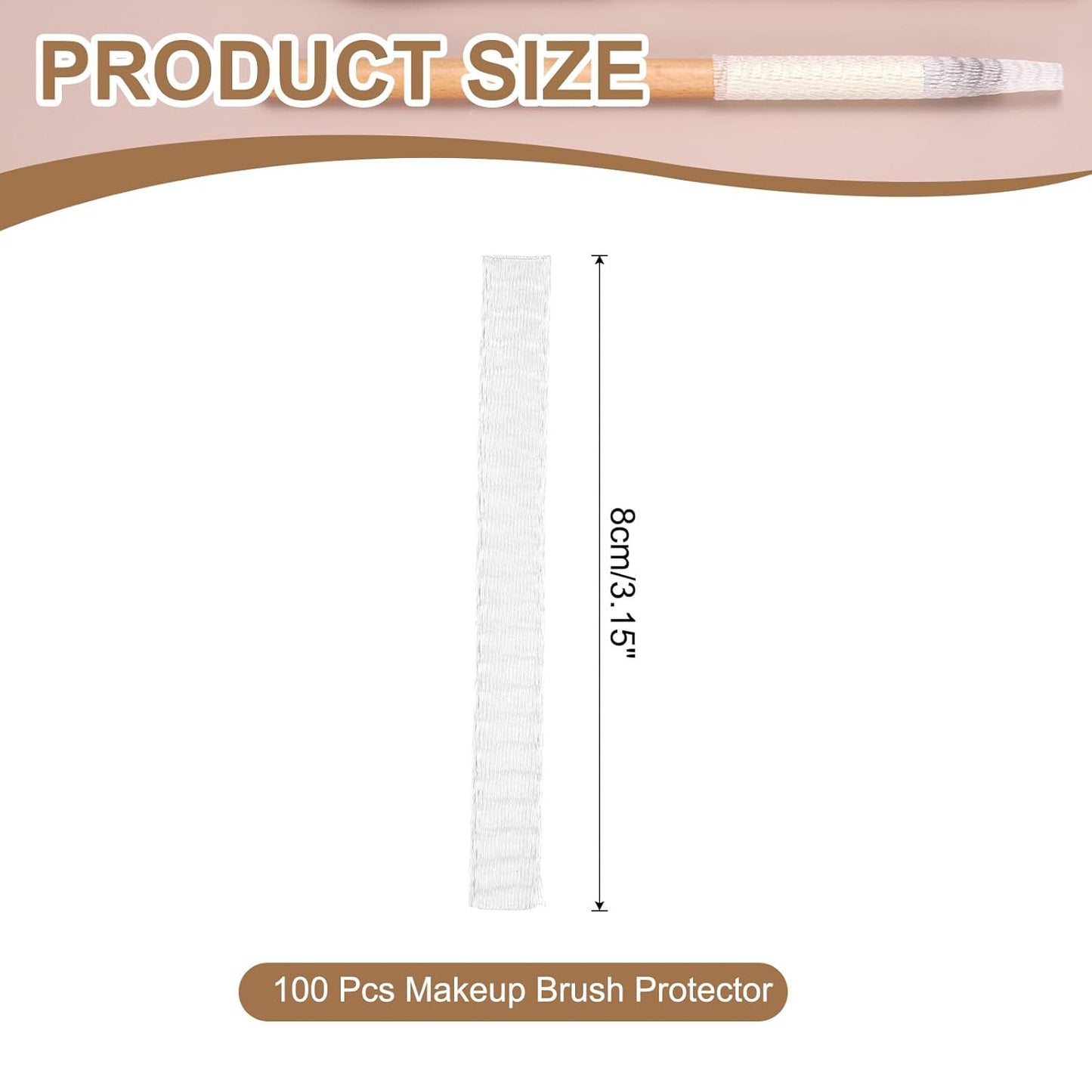 uxcell 100Pcs Makeup Brush Protector, 8cm Plastic Reusable Expandable Mesh Cover for Cosmetic Brush Storage Bud of Rose, Clear