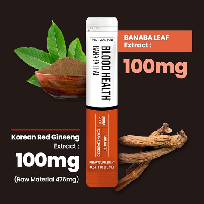 JungKwanJang Blood Health Banaba Leaf Extract (100mg), Carob 10 Count