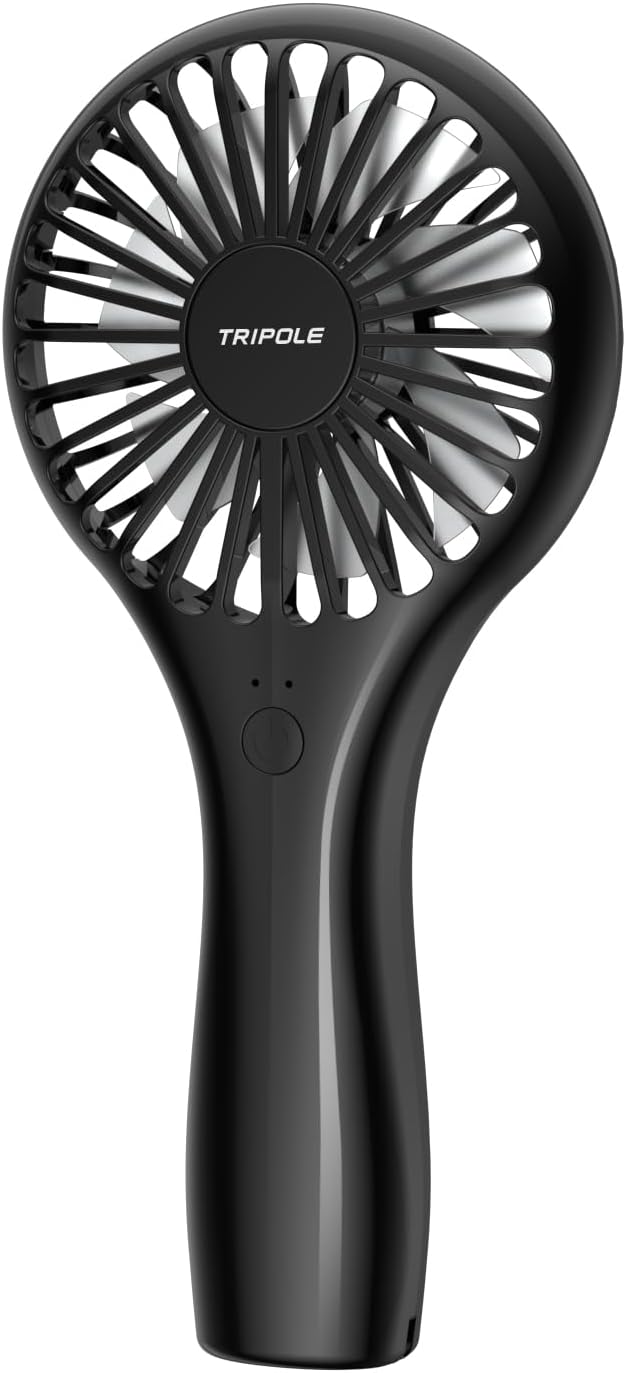 TriPole Handheld Mini Fan Battery Operated Small Personal Portable Fans Speed Adjustable USB Rechargeable Fan for Kids Girls Women Men Home Office Indoor Outdoor Travelling, Black