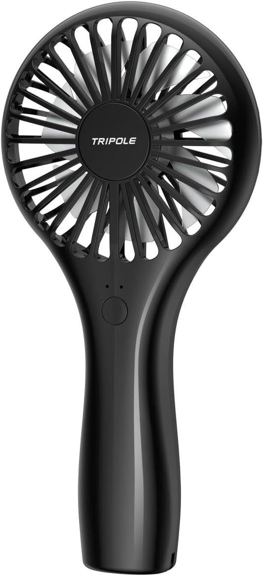 TriPole Handheld Mini Fan Battery Operated Small Personal Portable Fans Speed Adjustable USB Rechargeable Fan for Kids Girls Women Men Home Office Indoor Outdoor Travelling, Black