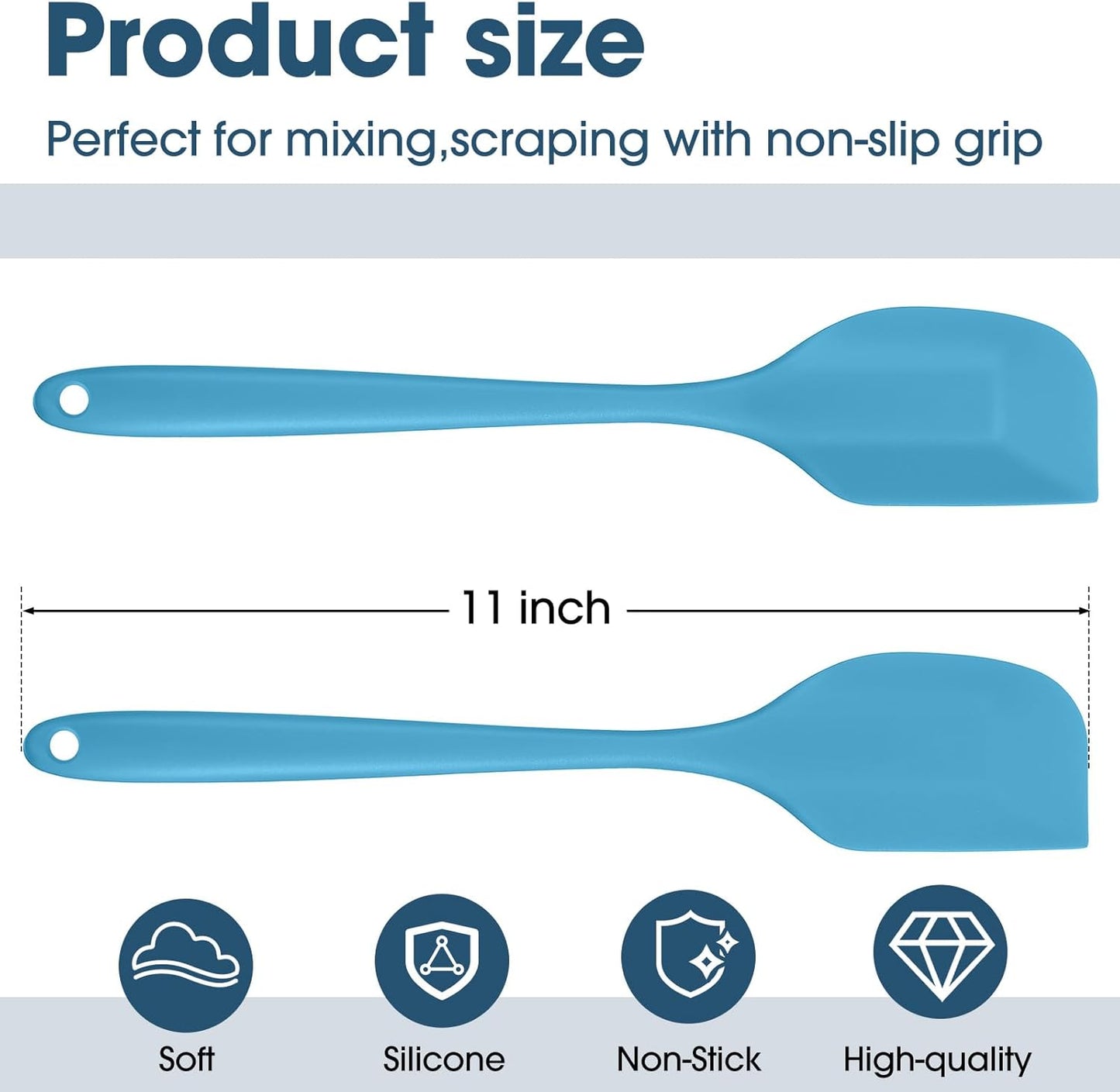 Irenare 30 Pcs Silicone Spatulas 11 Inch Large Rubber Spatulas Heat Resistant Non Stick Flexible Scrapers Baking Mixing Tool Cookware Dishwasher Safe, 6 Colors