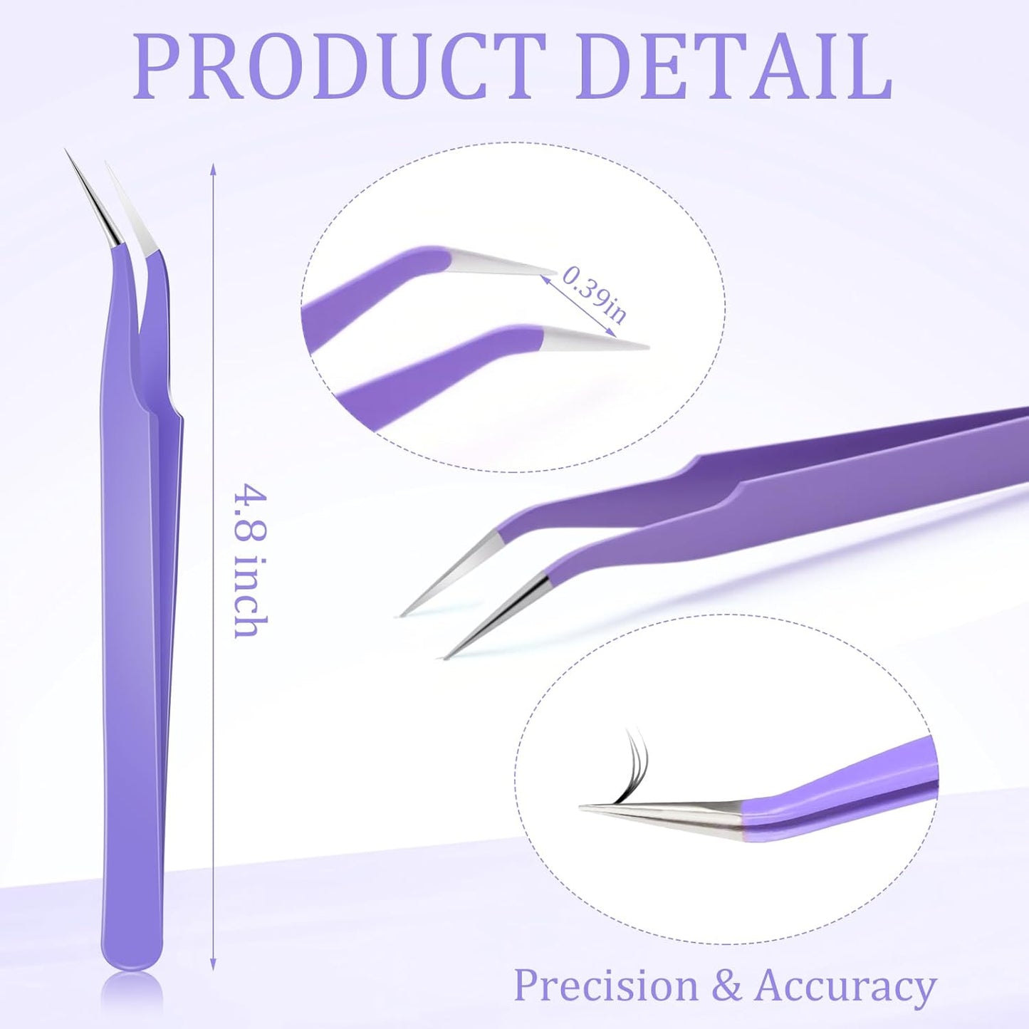 Honoson 9 Pieces Curved Pointed Craft Tweezers Stainless Steel Precision Tweezer with Protective Cover for Rhinestones Dried Flowers Craft Stickers Eyelash Extension Jewelry Making(Purple)