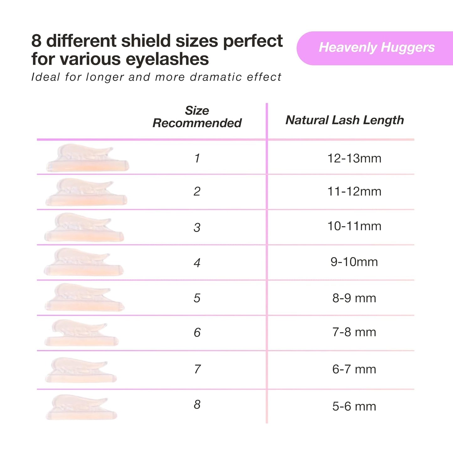 Curacoro Lash Lift Shields, 16 Pcs/8 Sizes Lash Lift Rods, Lash Lift Pads for Eyelash Curling and Lifting, Reusable Silicone Lash Rods For Eyelash Perm Lamination