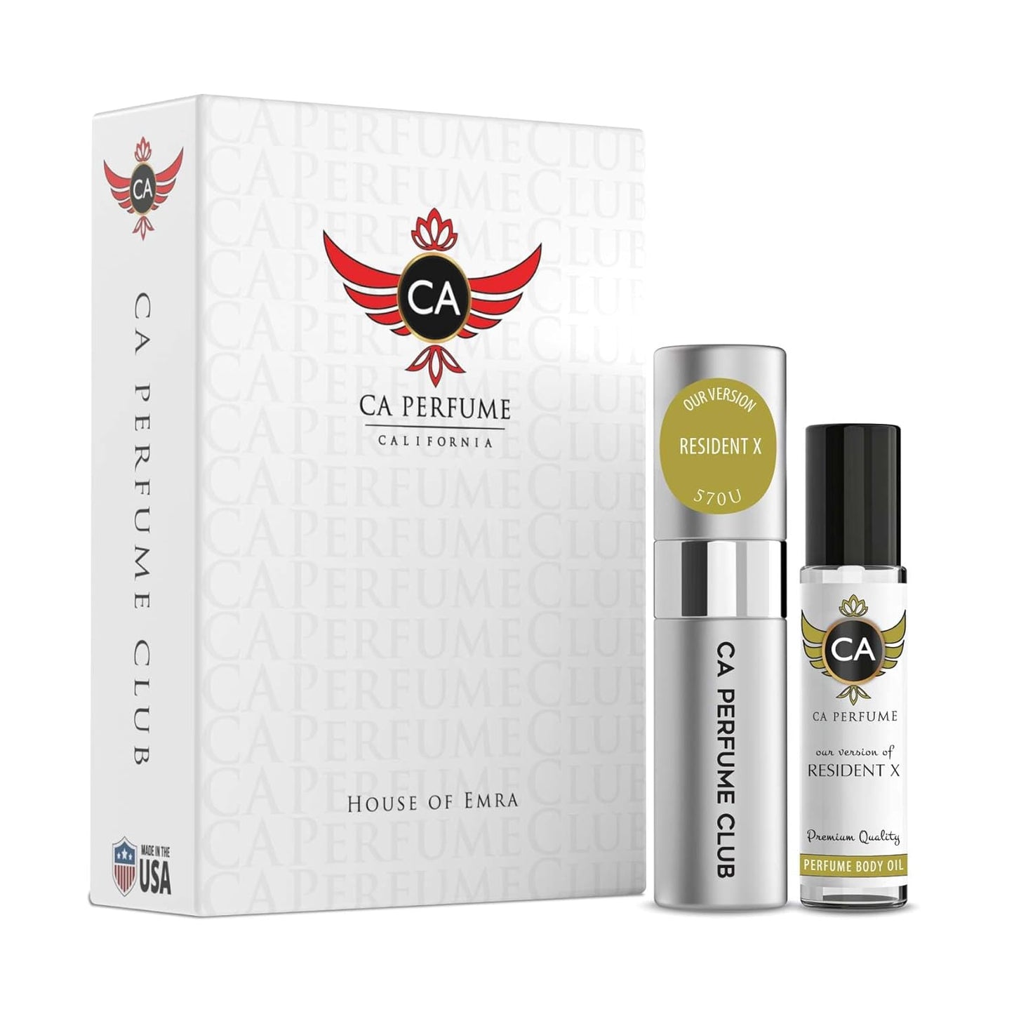 CA Perfume Duo Impression of Resident X For Women And Men Perfume Layering Set Long Lasting Travel Size EDP + Body Oil Roll-On Bottle 0.27 Fl Oz+0.33 Fl Oz