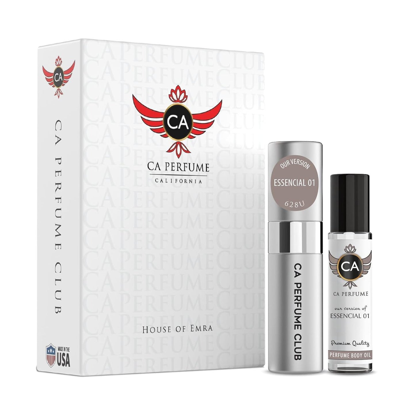 CA Perfume Duo Impression of Essencial 01 For Women And Men Perfume Layering Set Long Lasting Travel Size EDP + Body Oil Roll-On Bottle 0.27 Fl Oz+0.33 Fl Oz