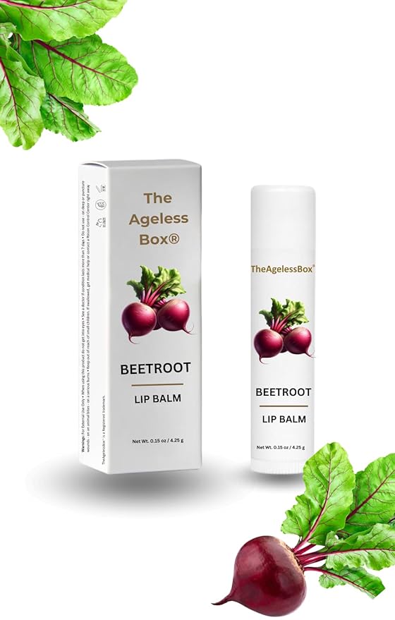 TheAgelessBox® Beetroot Lip Balm – Natural & Organic Lip Care with Shea Butter & Sweet Almond Oil – Hydrating, Antioxidant-Rich & Nourishing – Plant-Based, Cruelty-Free & Eco-Friendly
