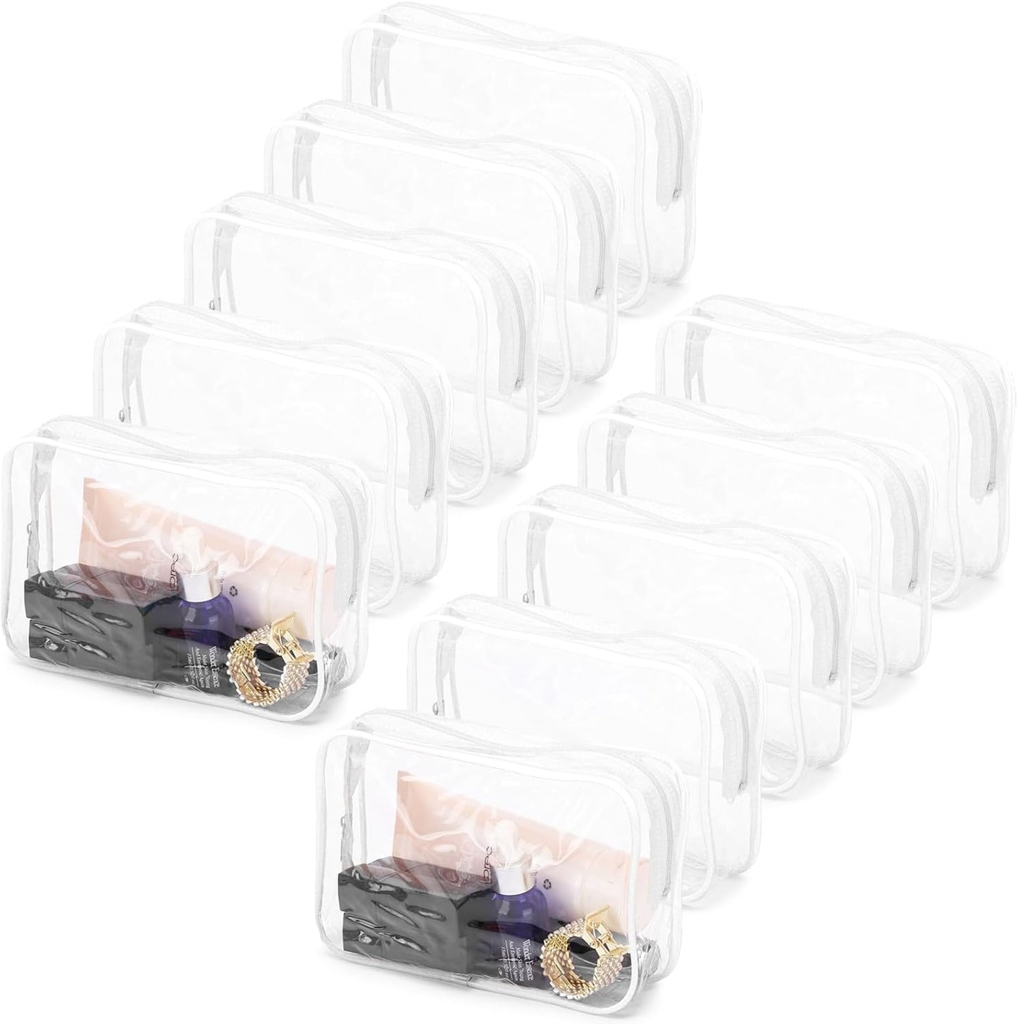 Tbestmax 40 Pack Clear Cosmetic Bags Makeup Bags Portable Waterproof Travel Toiletry Bags Organizer White, 7.5"x 4.8"x 2.3"
