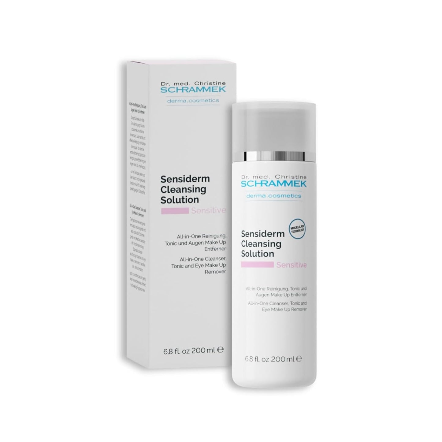 Sensiderm Cleansing Solution (6.75 fl oz) - 3-in-1 Micellar Makeup Remover & Toner - Fragrance-Free - Gentle Cleanser for Sensitive Skin - Dr. Schrammek