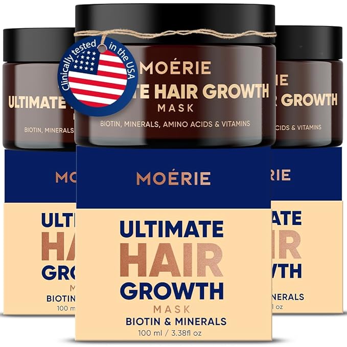 Moerie Hair Growth & Repair Mask - Restorative, Vegan-Friendly Treatment for Longer, Thicker, Fuller Hair - 100ml, 3 pack