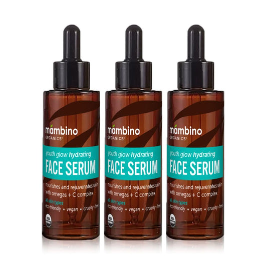 Mambino Organics Youth Glow Hydrating Serum, Vitamin C Face Serum with Marula, Rosehip Oil, Revitalizing Skin, Fades Dark Spots, Smooths Texture, Organic, Vegan, Skin Care, 1 fl oz, 3-Pack
