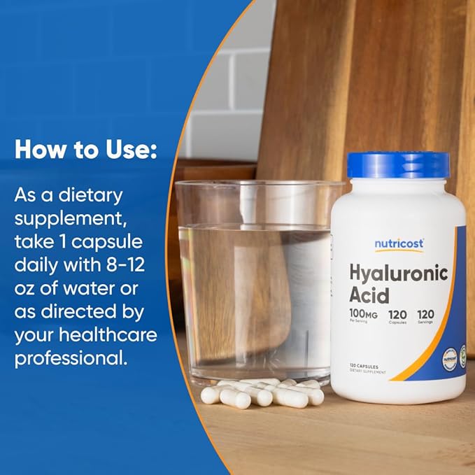 Nutricost Hyaluronic Acid Capsules 100mg,120 Vegetarian Capsules - Gluten Free, Non-GMO