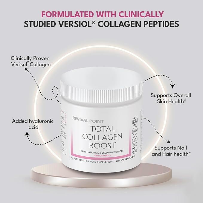 Total Collagen Boost with Verisol® Bioactive Collagen peptides Peptides Powder, Hyaluronic Acid & Marine Collagen
