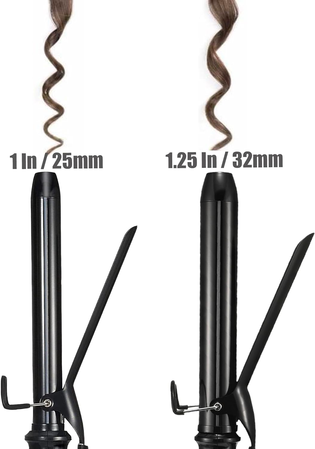 Lanvier 1 Inch Extra Long Hair Curling Iron with Ceramic Tourmaline Barrel, Professional Hair Curler up to 450°F with Dual Voltage for Worldwild Use, Hair Waving Style Tool for Girls&Women–Black