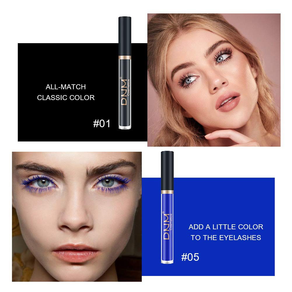 Colored Mascara Colorful Waterproof Blue Mascara for Eyelashes Set,White Black Brown Purple Long lasting Charming Voluminous Cruelty Free Vegan Eye Makeup (6 Colors)
