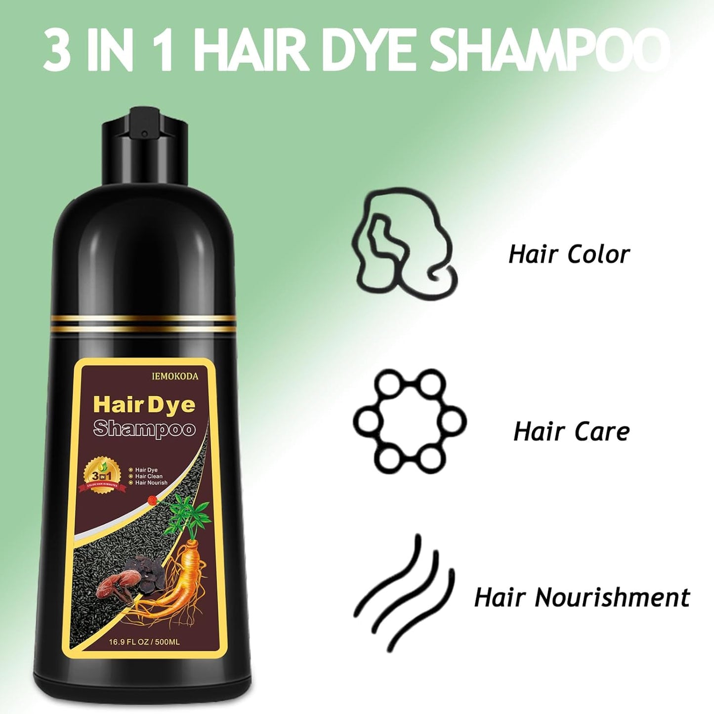 Natural Dark Wine Red Hair Dye Shampoo, 3 IN 1 Burgundy Hair Dye Shampoo, Wine Red Hair Nourishing & Dyeing for Men Women Colors in Minutes, Instant Red Hair Dye for All Hair Types（Dark wine red）
