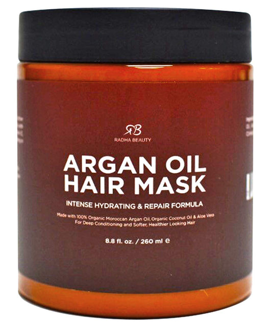 Radha Beauty Argan Oil Hair Mask 8 oz. - Intense Hydrating Repair Formula with 100% Organic Argan Oil, Coconut Oil, and Aloe Vera…