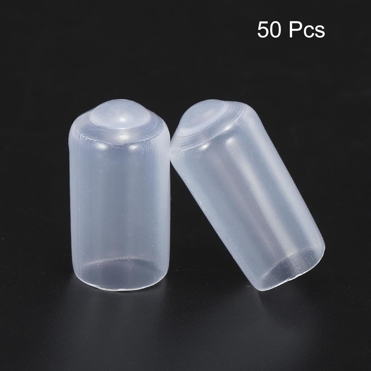 uxcell 50pcs Rubber End Caps 8mm(5/16 inch) ID Vinyl PVC Round Tube Bolt Cap Cover Screw Thread Protectors Clear