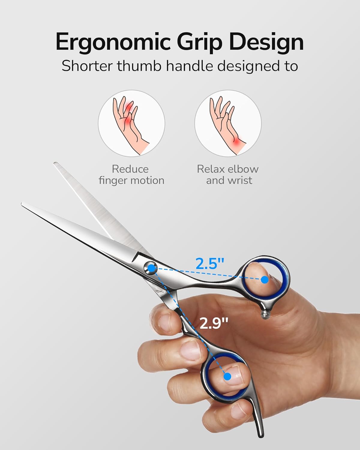 ULG Hair Cutting Scissors, Professional Hair Scissors 6.5 inch Right-Hand Razor Edge Barber Shears with Comb Salon Hair Cutting Shears Made of Japanese Stainless Steel, Hand Sharpened