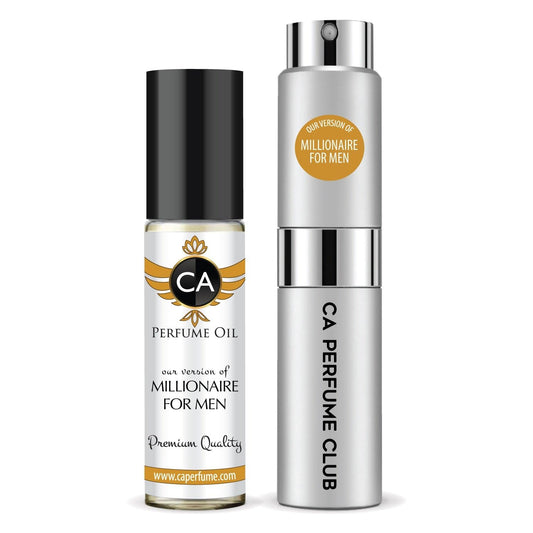 CA Perfume Duo Impression of Millionaire For Men Perfume Layering Set Mens Cologne Long Lasting Travel Size EDP + Body Oil Roll-On Bottle 0.27 Fl Oz+0.33 Fl Oz