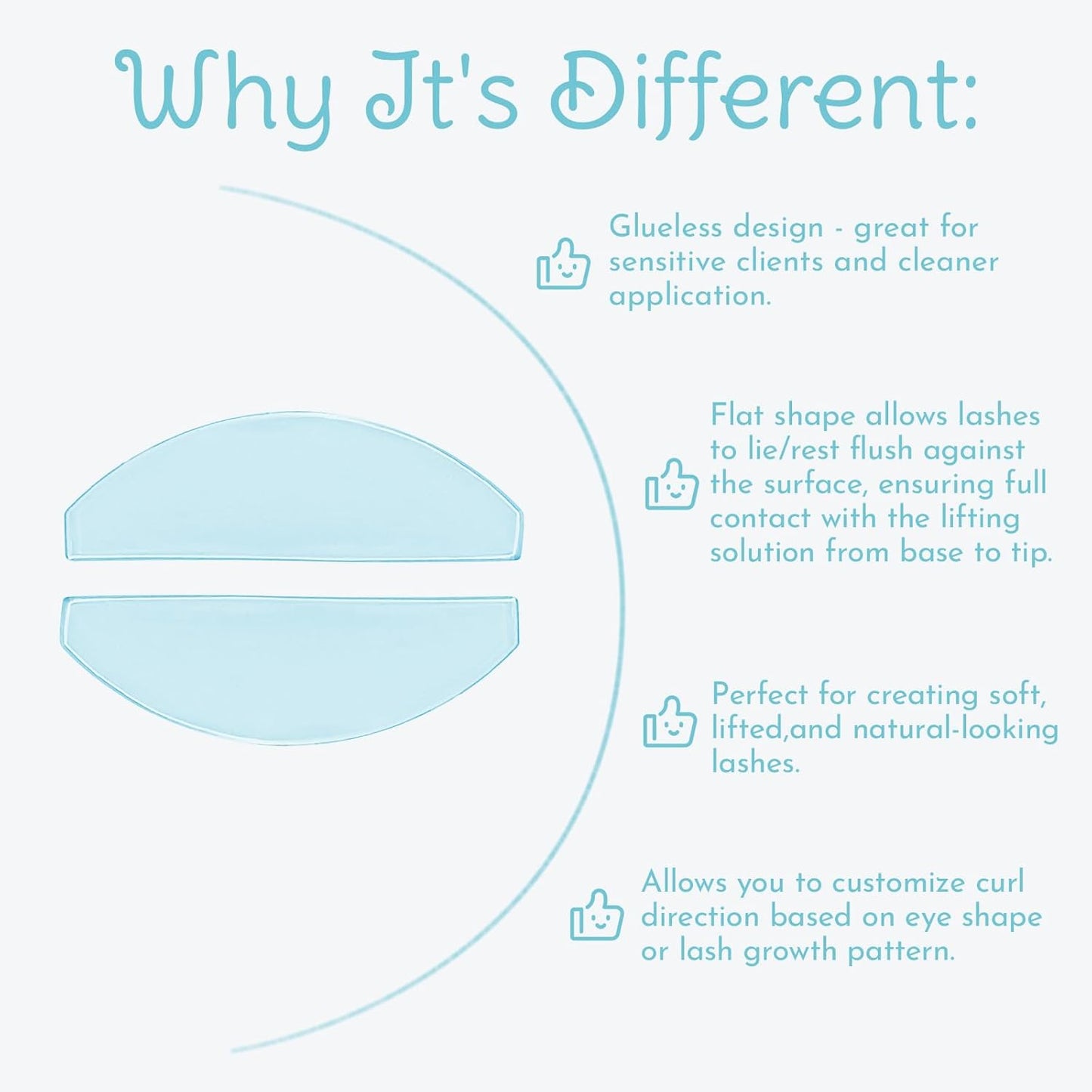 Lash Lift Shields Flat, Lomansa Korean Lash Lift Pads Super Sticky Glueless For NO.1 Perm Soften Lash Lift Rods (Blue)