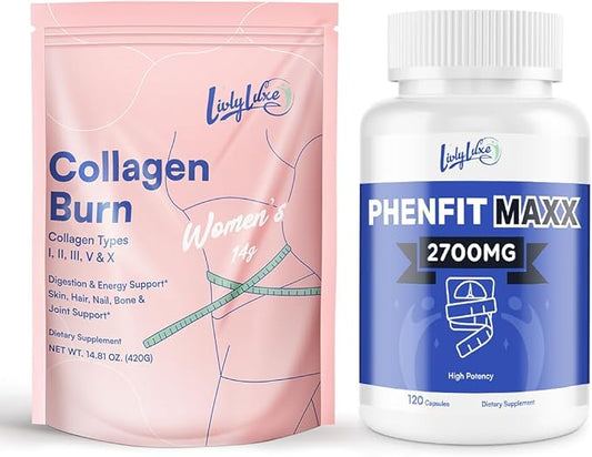 Collagen Burn Powder and Weight Loss Supplement - Metabolism Booster - Multi Appetite Control - Achieve a Flat Belly (Pack of 2)
