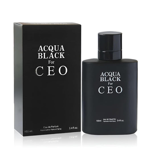 Aqua Black Ceo, Eau De Toilette Spray Perfume, Fragrance For Men- Daywear, Casual Daily Cologne Set With Deluxe Suede Pouch- 3.4 Oz Bottle- Ideal EDT Beauty Gift For Birthday, Anniversary