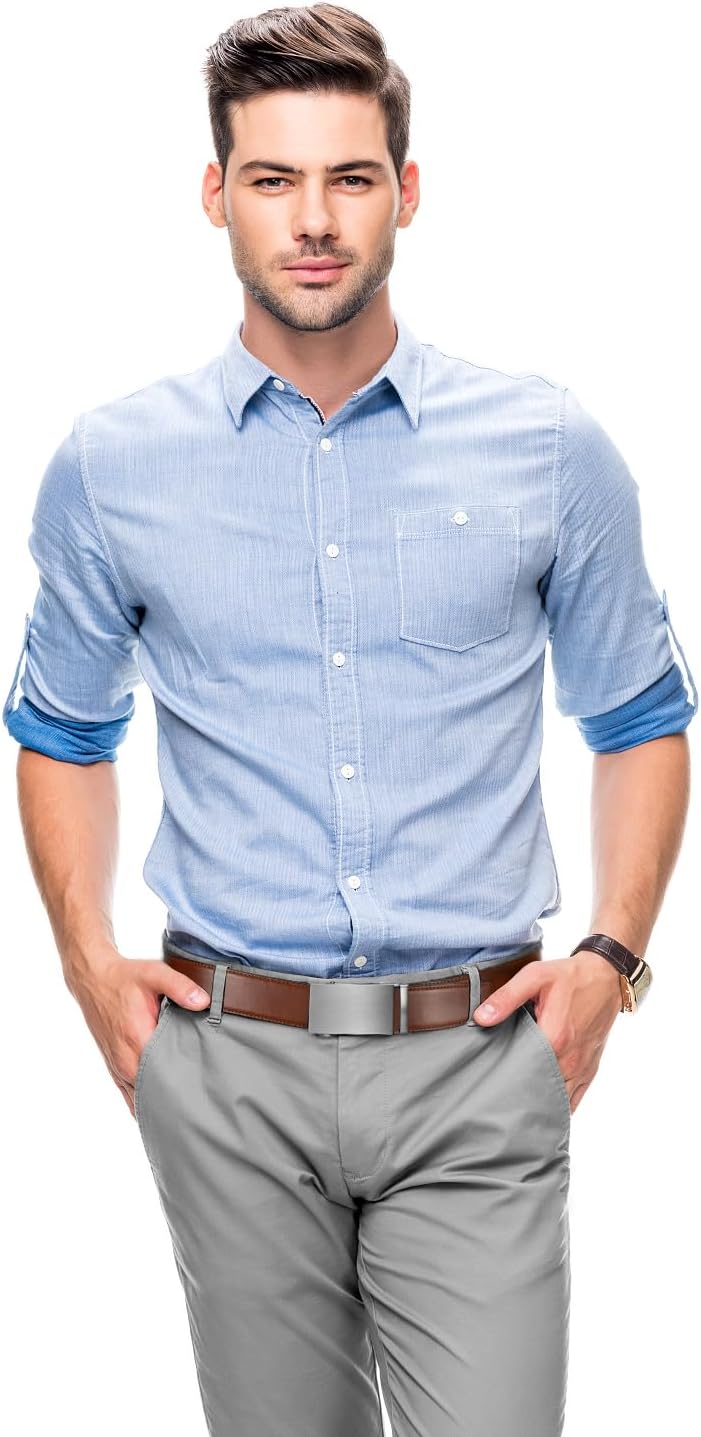 Zitahli Belt Men, Ratchet Belt Dress with 1 3/8" Premium Leather,Slide Belt with Easier Adjustable Automatic Buckle