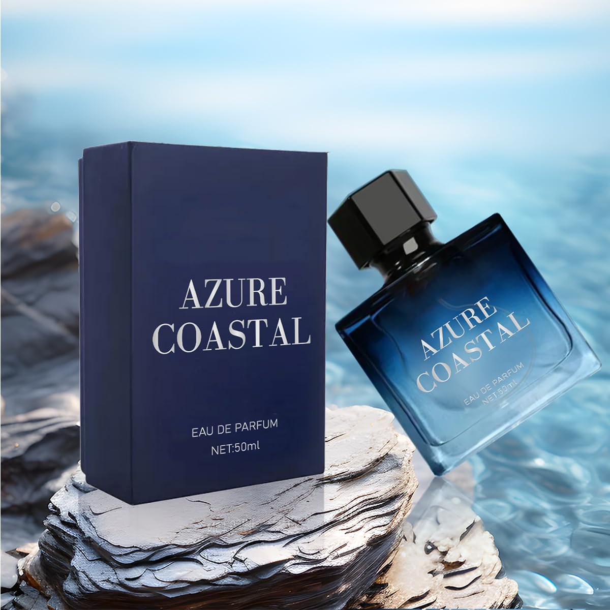Azure Coastal Eau de Parfum for Man, Eau de Toilette Fragrance for Men, Long-Lasting Fragrance Perfum,1.76 oz, with Bergamot, Jasmine and Musk Notes