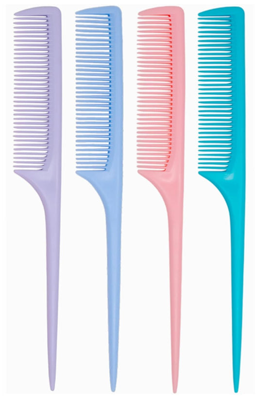4 Pcs Rattail Combs for Women -Fine Tooth Styling Comb with Ergonomic Handle, Anti-Static Heat-Resistant Professional Hair Parting Tools for Smooth Detangling, Updos & Salon-Perfect Hairstyles.