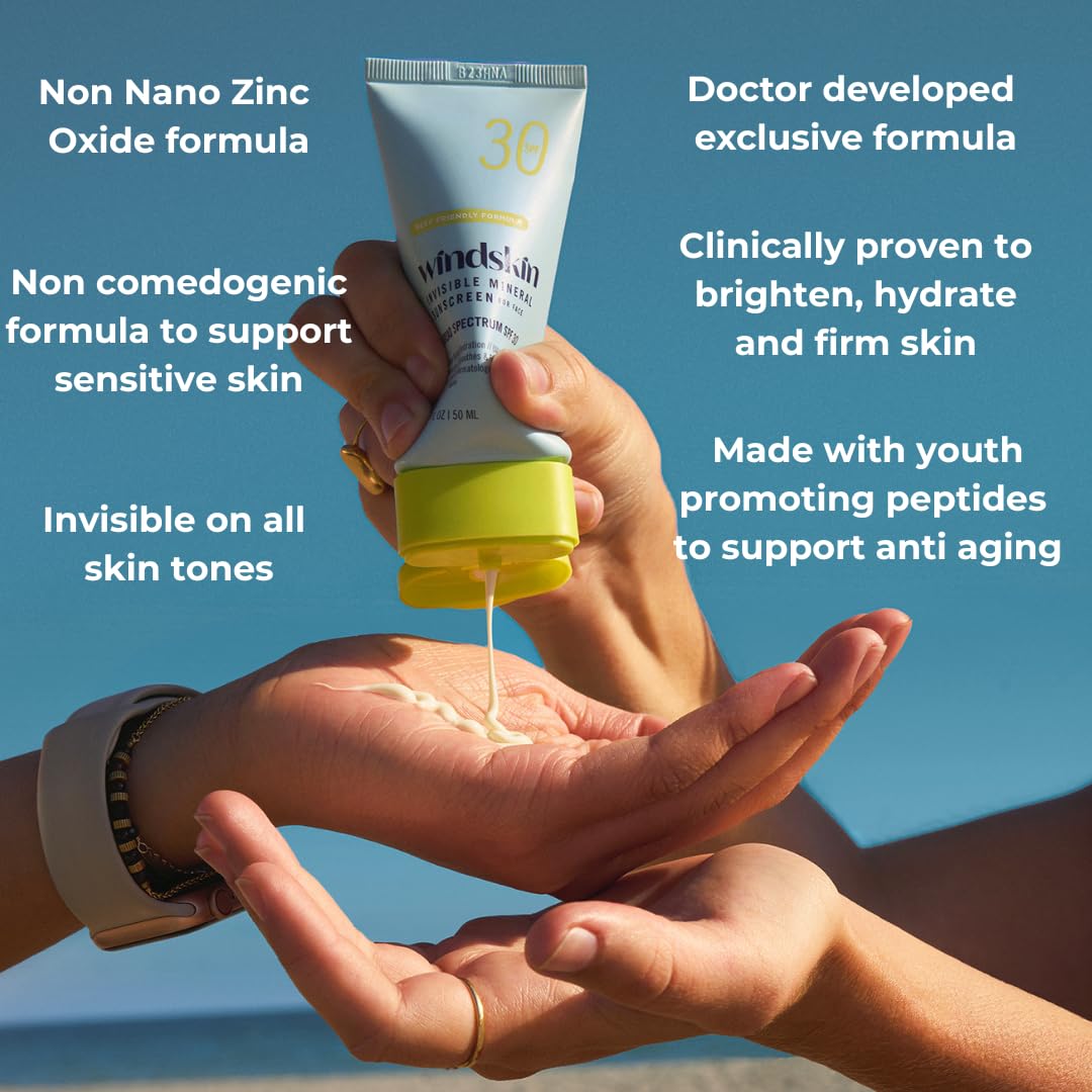 Sensitive Mineral Sunscreen Face SPF30 moisturizer, No white cast I Anti Aging I Non Toxic I Eco Friendly I made with zinc oxide for sensitive skin and acne prone skin, dermatologist recommended