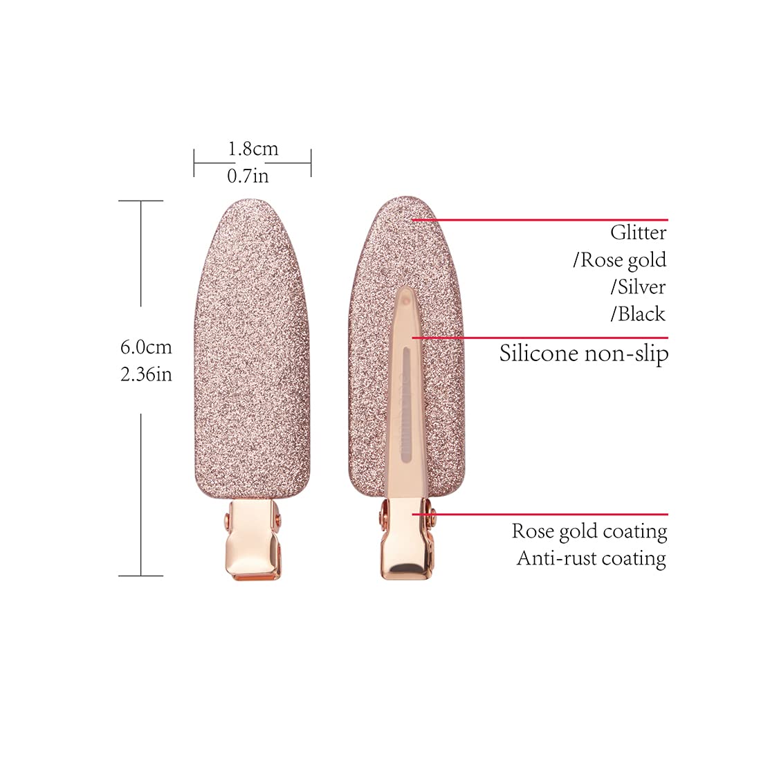 minihope 12 pieces No Bend Hair Clips, Curl Pin Clips, No Crease Hair Clips for Makeup Application，2022 style, non-slip.Hair won't get caught between plastic attached to metal. (Shiny)…