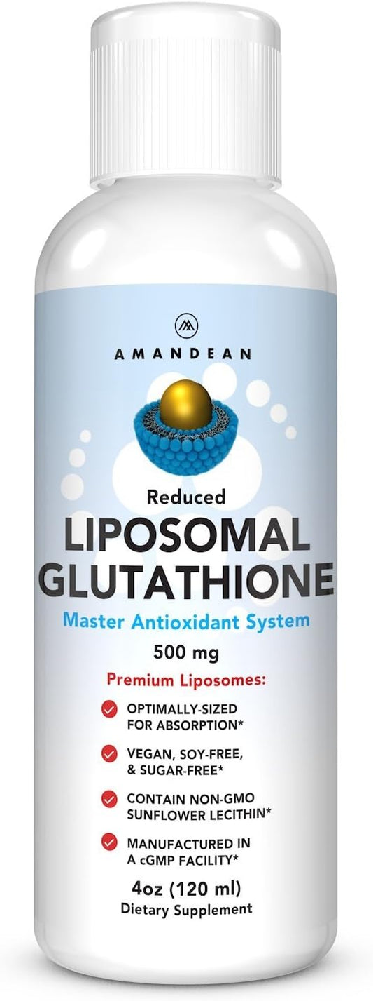 AMANDEAN Liposomal Glutathione Supplement. Liquid Reduced 500mg. Immune