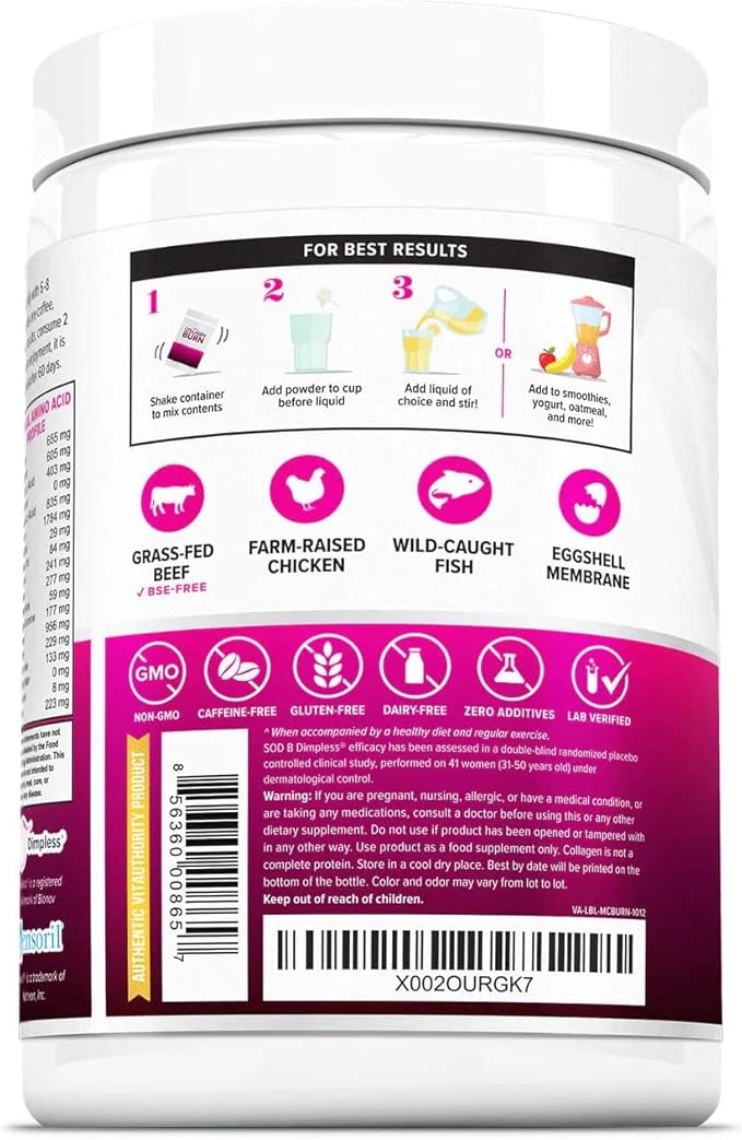 Hydrolyzed Collagen Powder for Weight Loss - Collagen Burn Ultimate Beauty Complex Multi Collagen Peptides Powder for Women with Types I II III V and X for Fat Burning Support - Unflavored