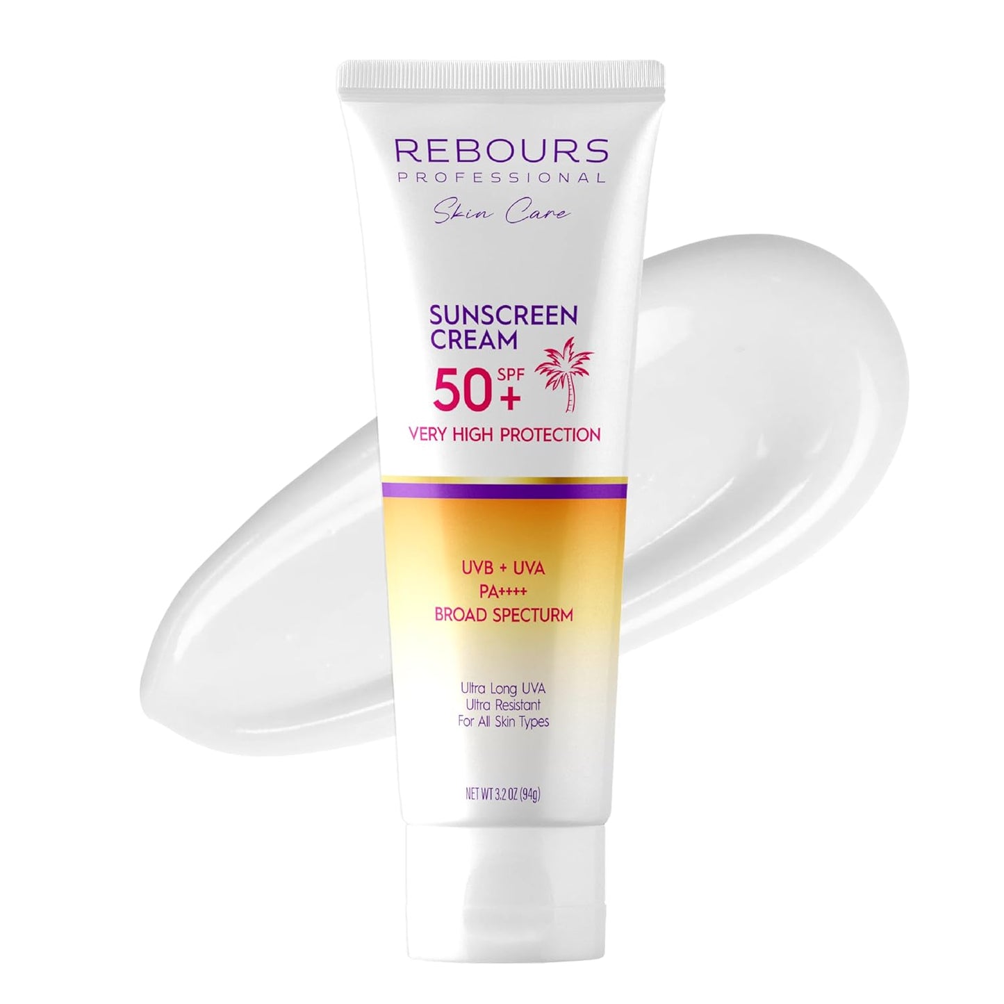 Rebours Facial Sunscreen SPF 50 – Broad Spectrum UVA/UVB High Protection, Fast Absorbing, Lightweight, Non-Greasy, Water-Resistant Face Cream for Daily Use, Suitable for All Skin Types, 3.2 oz